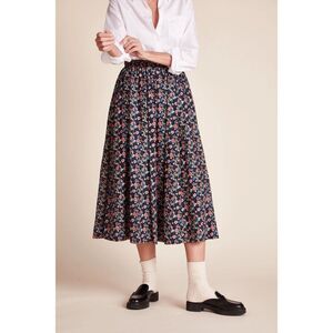 Anthropologie Trovata Bird Of Paradis Floral Blue Pink Ditsy Skirt size M Pull O